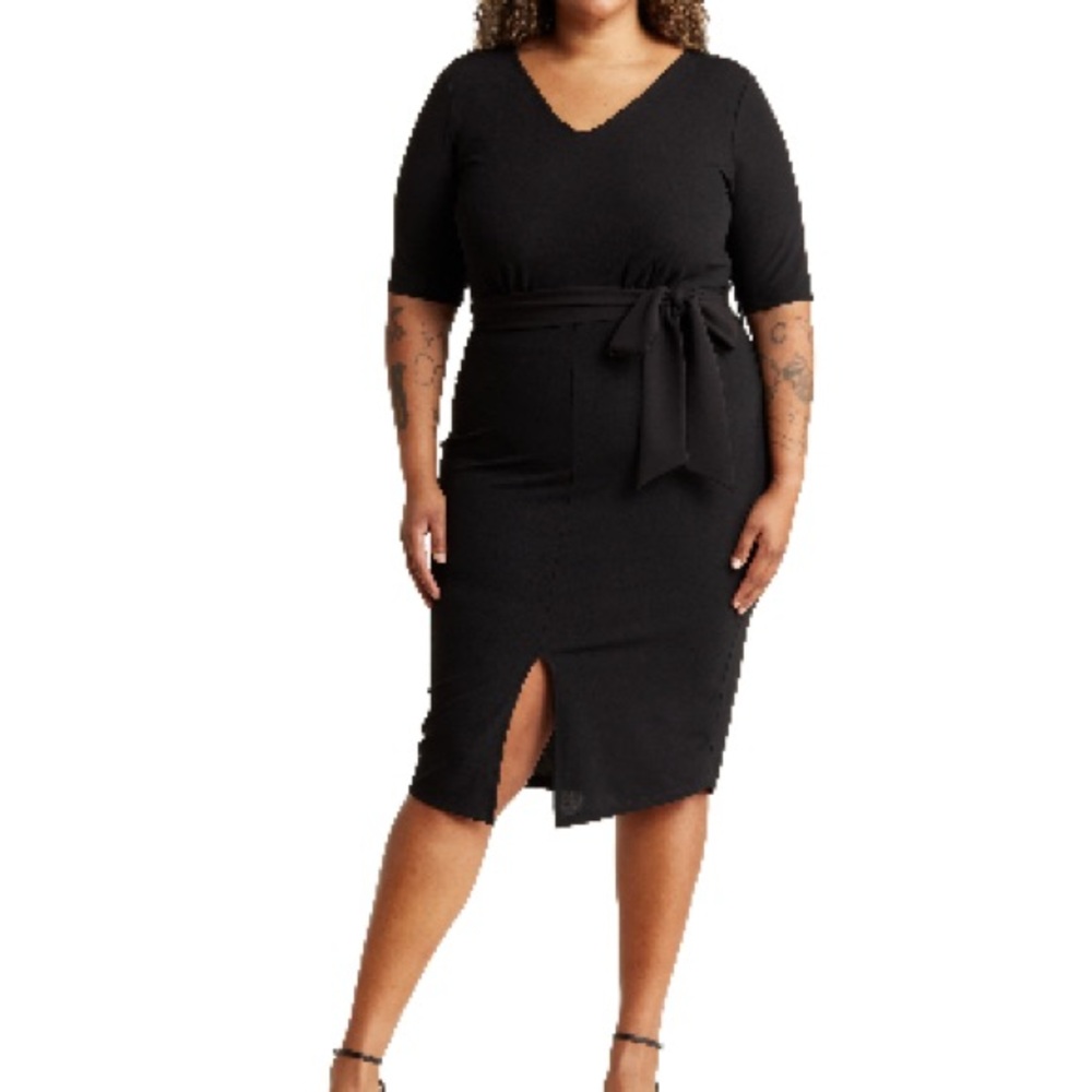 NWT Love By Design Mia Elegant Black Dress with tie belt